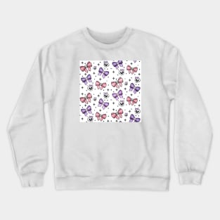 Cute Pastel Goth Skulls and Bows With Eyeballs Crewneck Sweatshirt